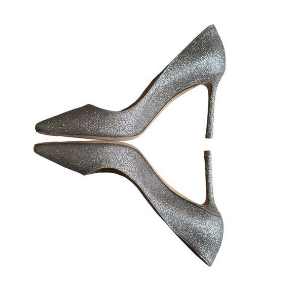 Jimmy Choo Romy 100 Silver Glitter Pointed Toe Stiletto High Heel Pumps EU 38 - Picture 8 of 12